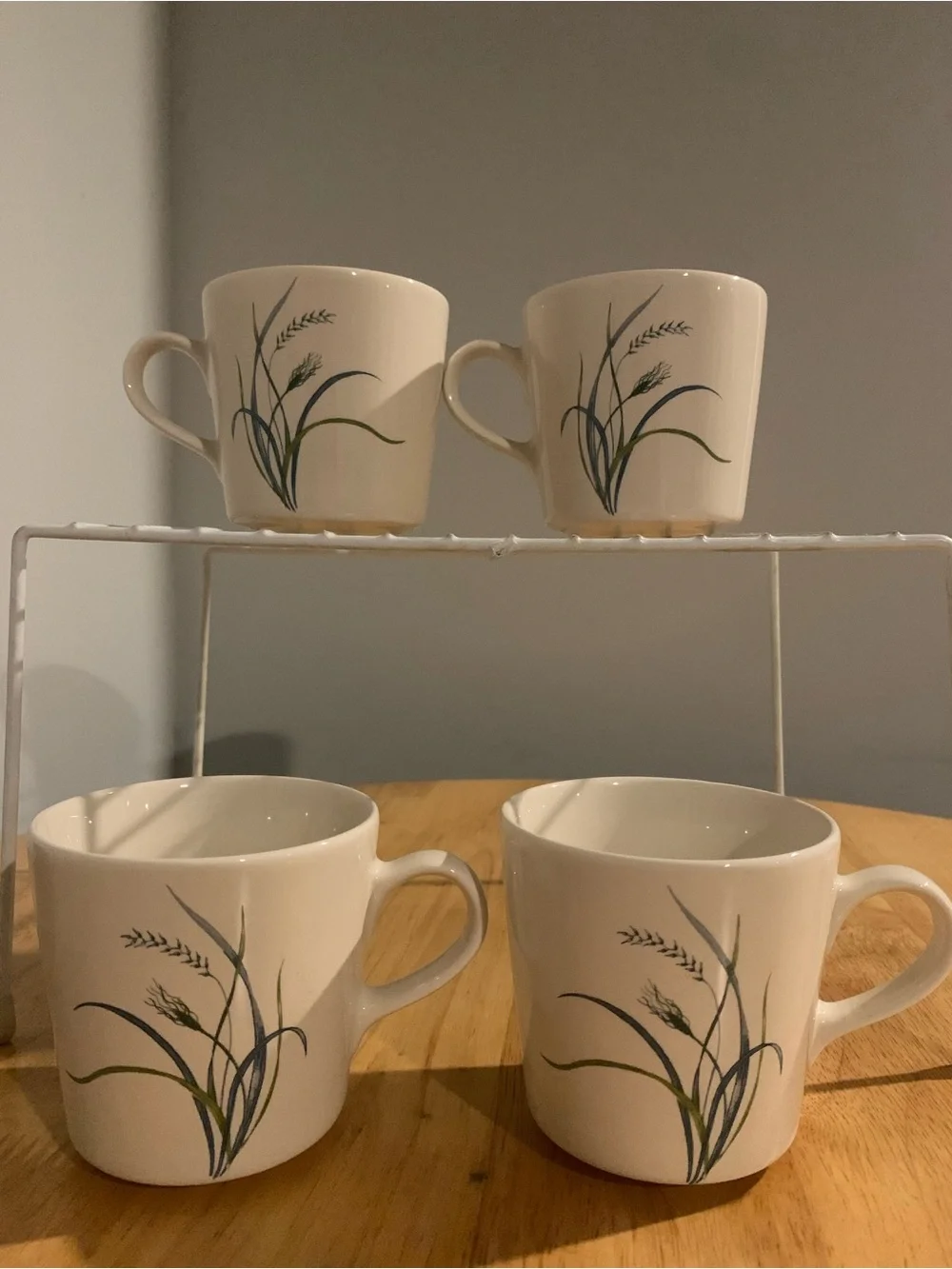 4 Corelle Blue Wheat Coastal Breeze Coffee Cups .